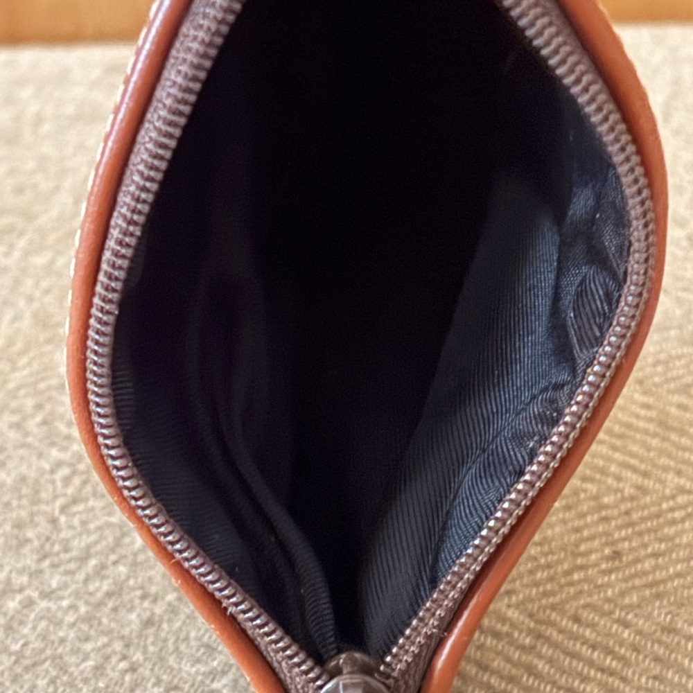 Dooney & Bourke Black Pebbled Leather Wristlet with Brown Leather Detail - Picture 8 of 11